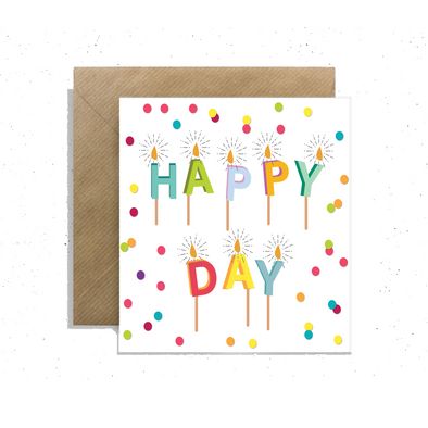 "Happy Day" Candles, Small Enclosure Card