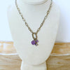 Lilac Oval Charm Necklace, Rhodium