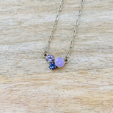 Lilac 8/6/4 Crystal Necklace, Rhodium