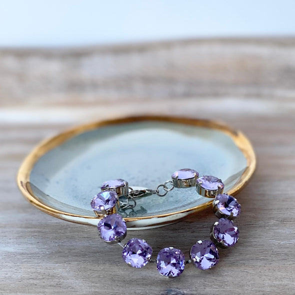 Lilac Collection, Violet 12mm Full Crystal Bracelet, Rhodium