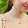 Emerald Green Emerald Cut Necklace, Gold