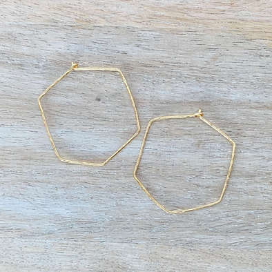 Medium Hex Hoop Earrings, Gold