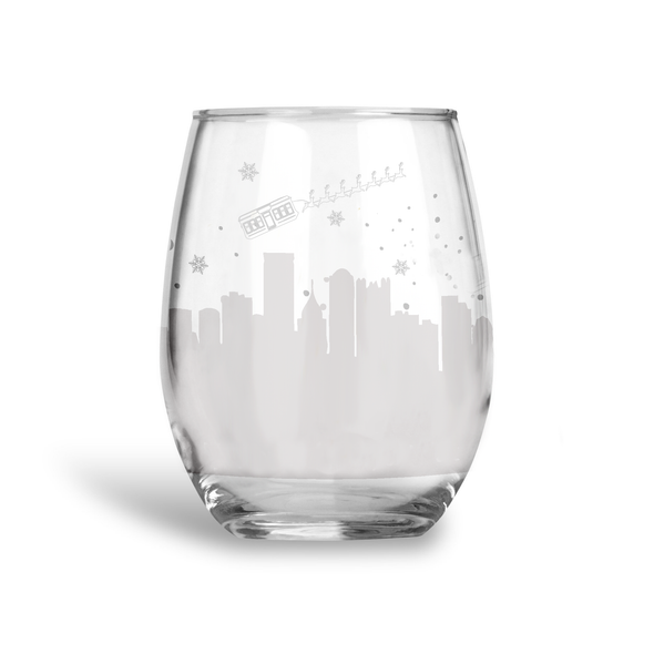 Happy Holidays N'at, Stemless Holiday Wine Glass