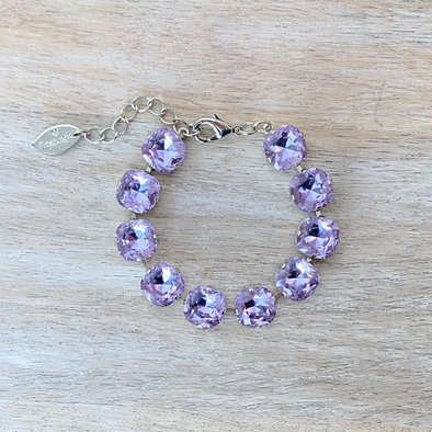 Lilac Collection, Violet 12mm Full Crystal Bracelet, Rhodium
