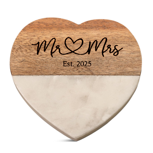 Mr. & Mrs. Est. Marble & Wood Coaster