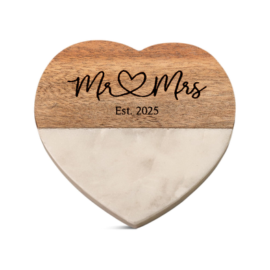 Mr. & Mrs. Est. Marble & Wood Coaster