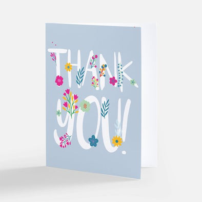 NEW SIZE "Thank you!" with Flowers, Wholesale Card