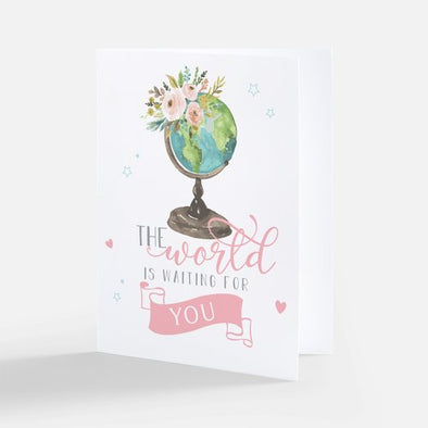 NEW SIZE "The World Is Waiting For You", Graduation Card, Wholesale