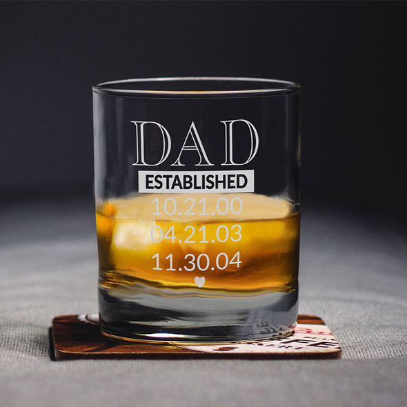 Dad Established, Custom Rocks Glass
