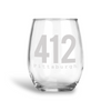 412 Pittsburgh, Stemless Wine Glass