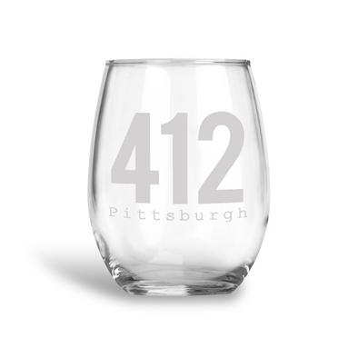 412 Pittsburgh, Stemless Wine Glass, Wholesale