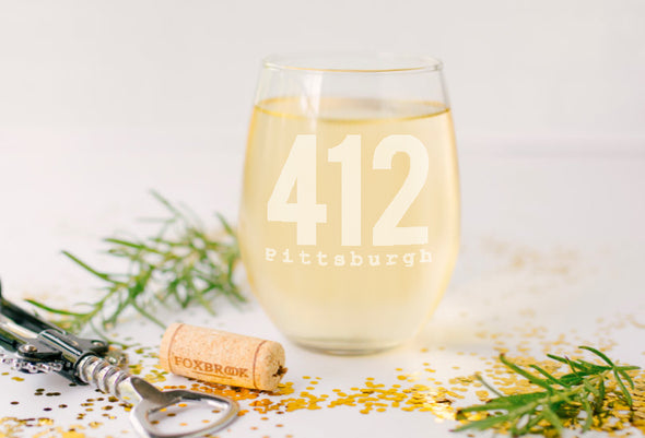 412 Pittsburgh, Stemless Wine Glass