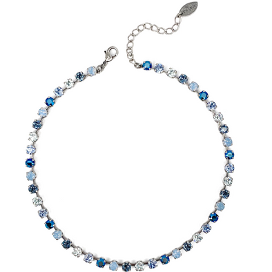 Blue Mix, 6mm Full Crystal Necklace