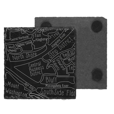 Pittsburgh Neighborhood Map Slate Coaster, Wholesale