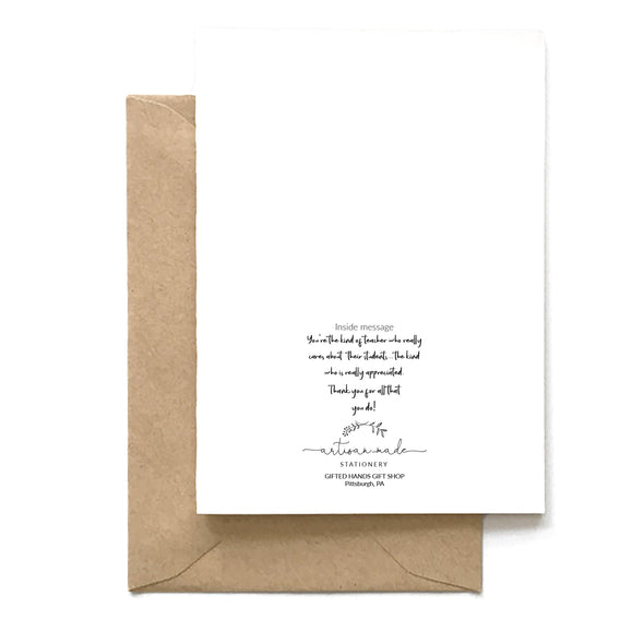 "Best Teacher Ever", Teacher Card
