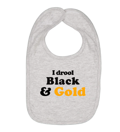 I Drool Black and Gold Bib, Wholesale