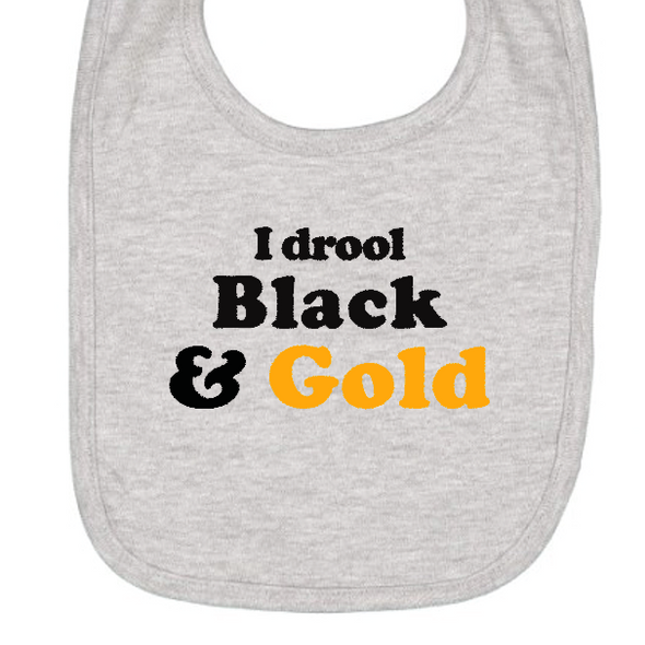 I Drool Black & Gold Bib