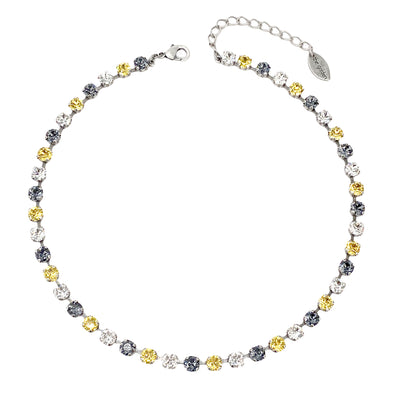 Black, Gold & Clear, 6mm Full Crystal Necklace