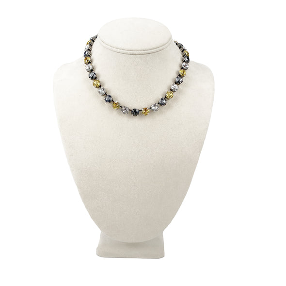 Black, Gold & Clear, 8mm Full Crystal Necklace