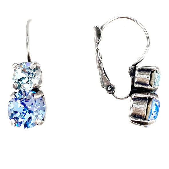 Blue Mix, 6/8mm Crystal Drop Earrings
