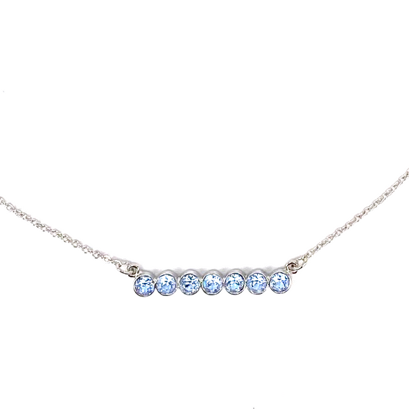 Light Sapphire, Crystal Bar Necklace