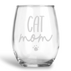 Cat Mom, Stemless Wine Glass