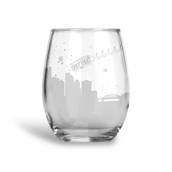 Happy Holidays N'at, Stemless Holiday Wine Glass