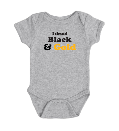 I Drool Black And Gold, Wholesale Grey Onesie