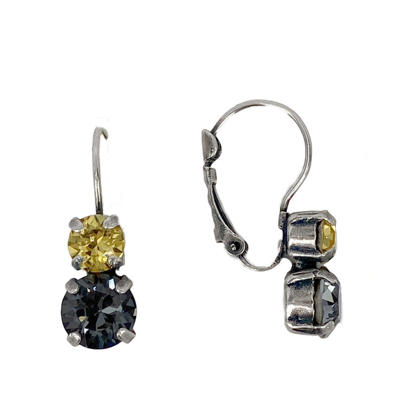 Light Topaz & Silver Night, 6/8mm Crystal Drop Earrings