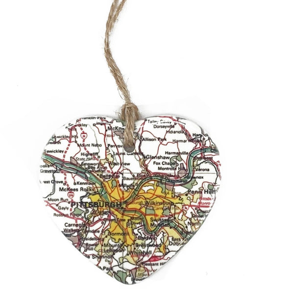 Pittsburgh Map Heart Ornament