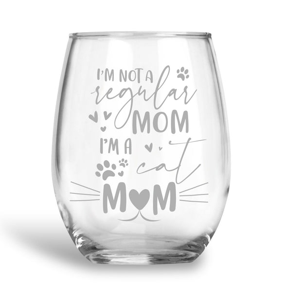 Not a Regular Cat Mom, Stemless Wine Glass