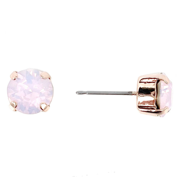 Rose Water, Opal 8mm Crystal Stud Earrings