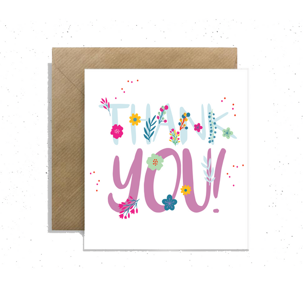 "Thank you!" with Flowers, Small Enclosure Card