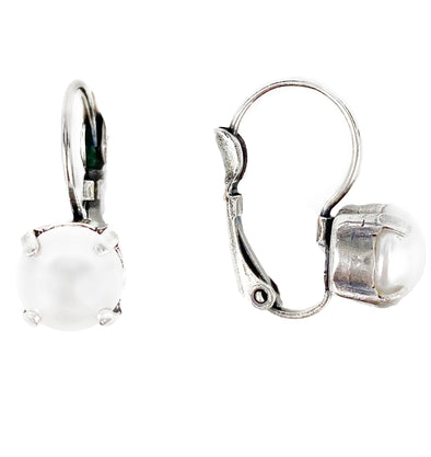 White Pearl, 8mm Drop Earrings, Wholesale