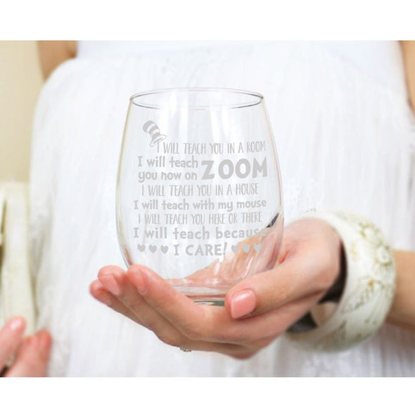 I Care, Teacher Stemless Wine Glass